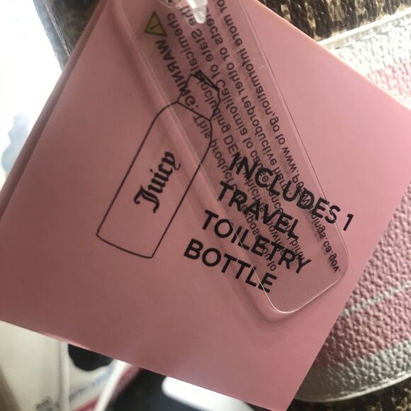 Juicy Couture Los Angeles Cosmetic Bag Makeup Pouch Brown Cherry Print Free Ship - Picture 3 of 5